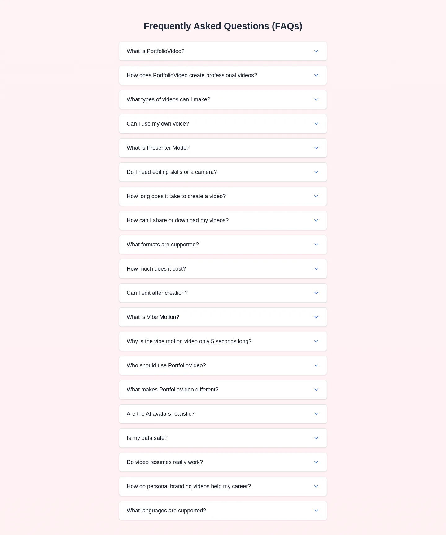 portfoliovideo.com — FAQ