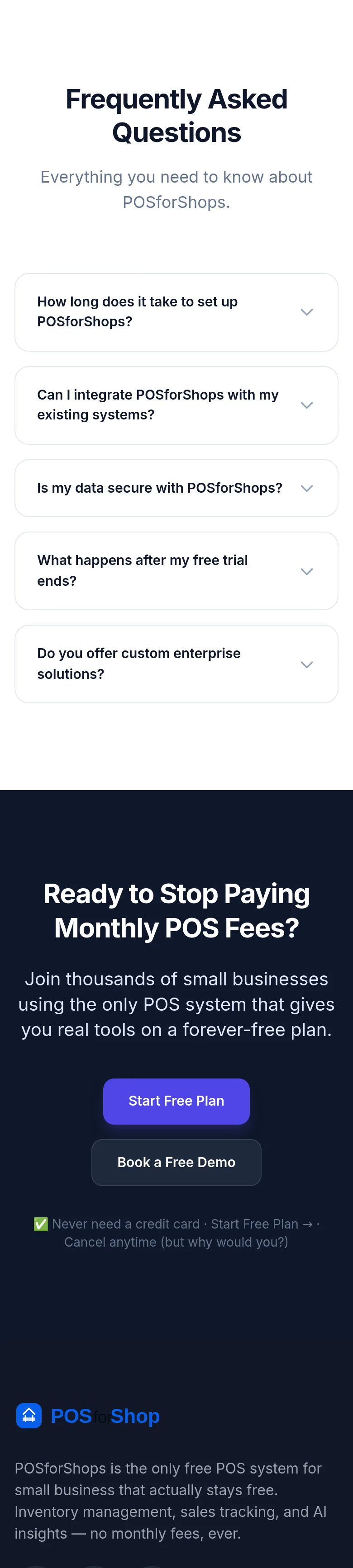 posforshops.com FAQ section
