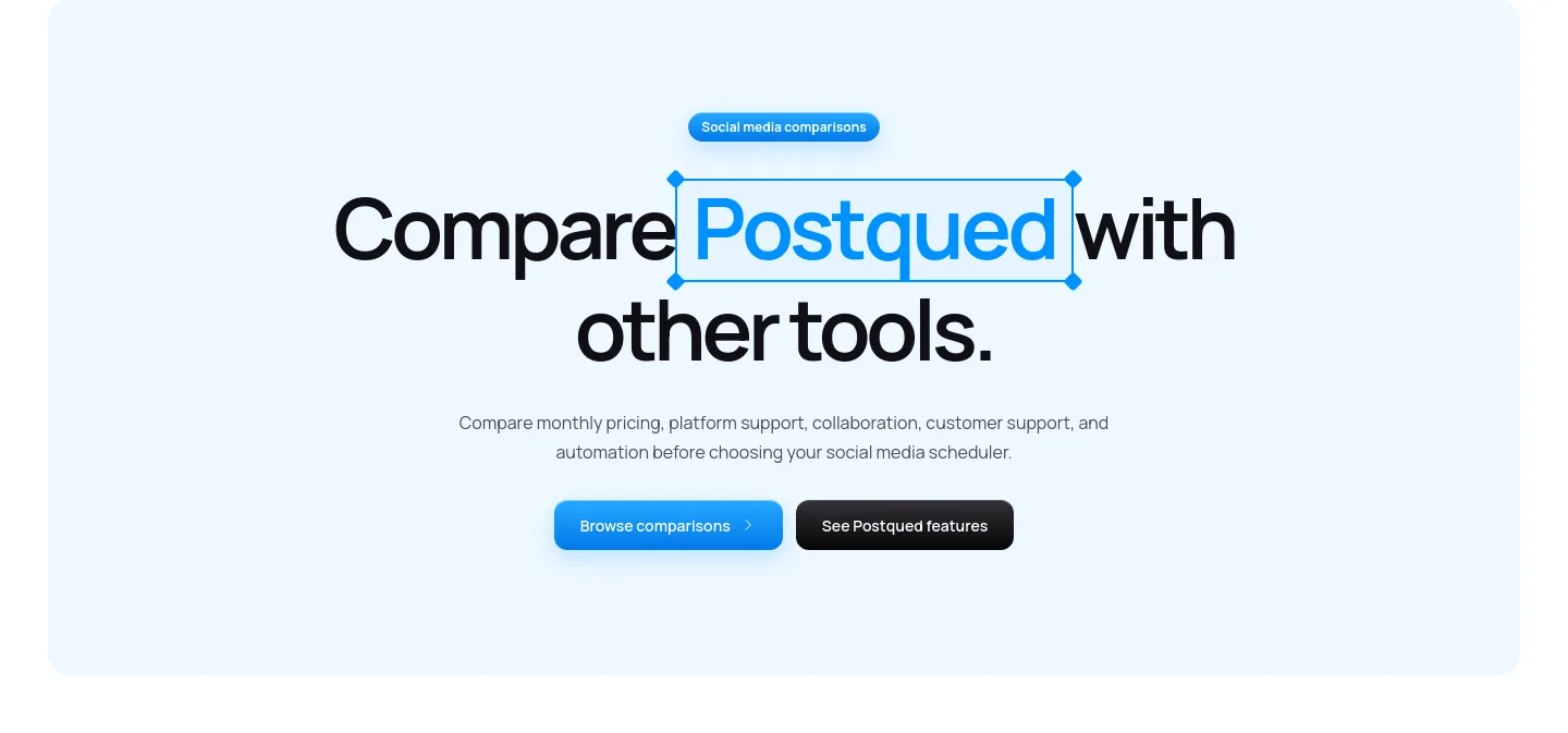 postqued.com Hero section