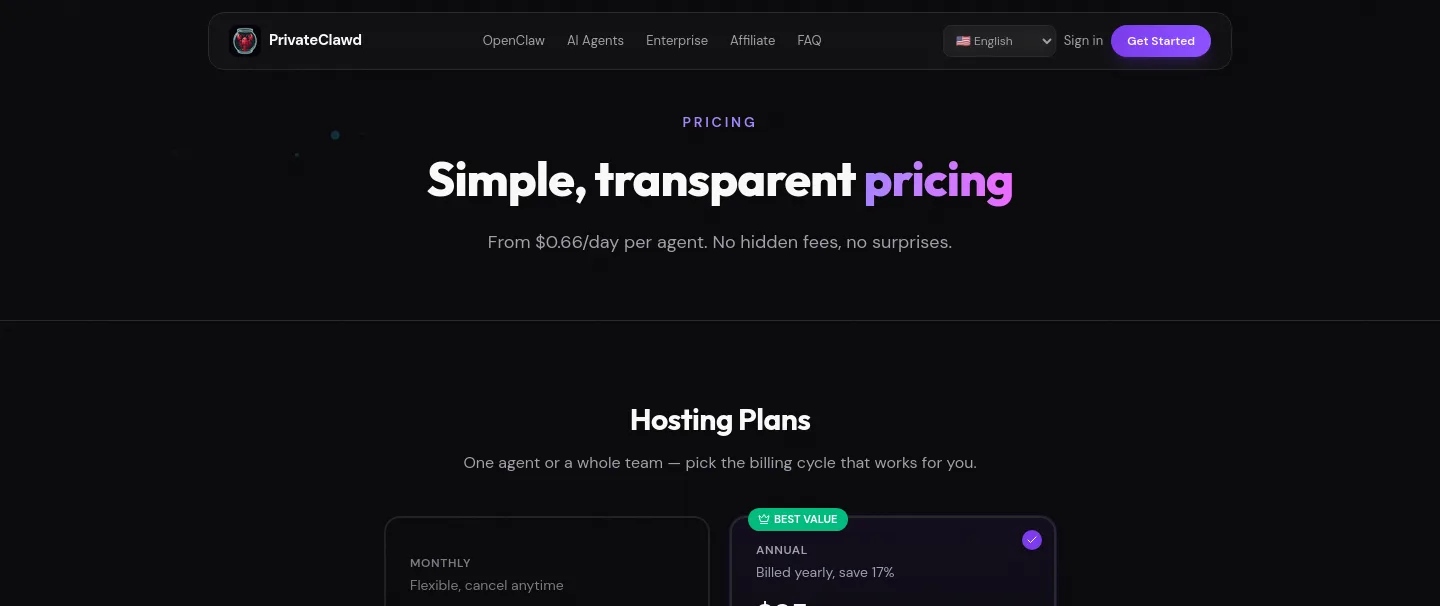 privateclawd.com — a real Hero section
