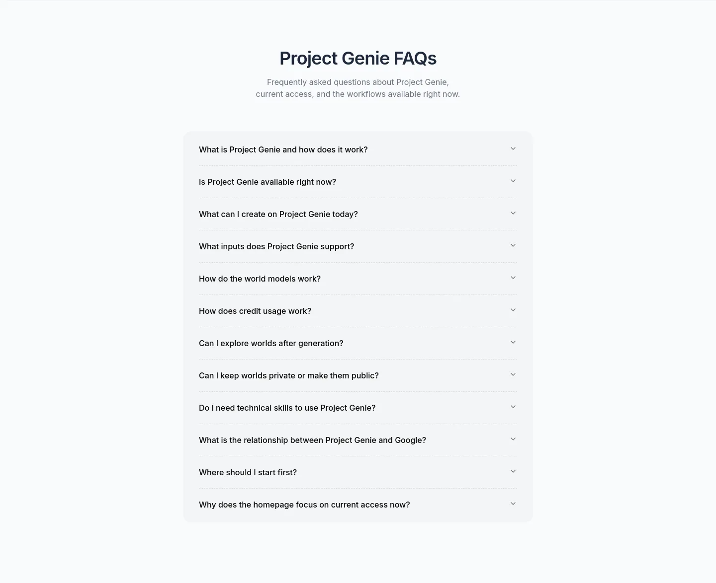 project-genie.ai FAQ section