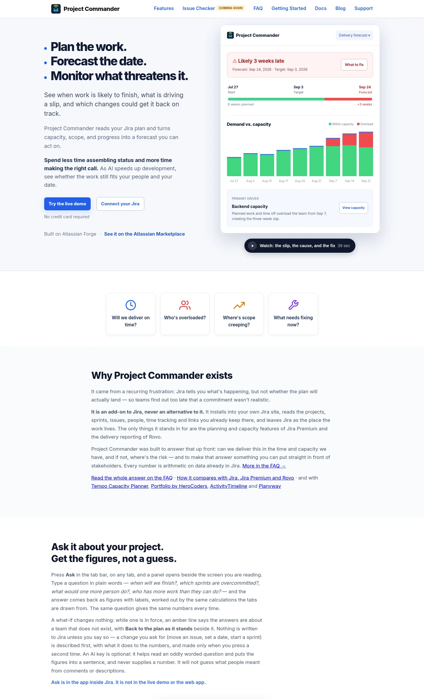 projectcommander.app — a measured funnel