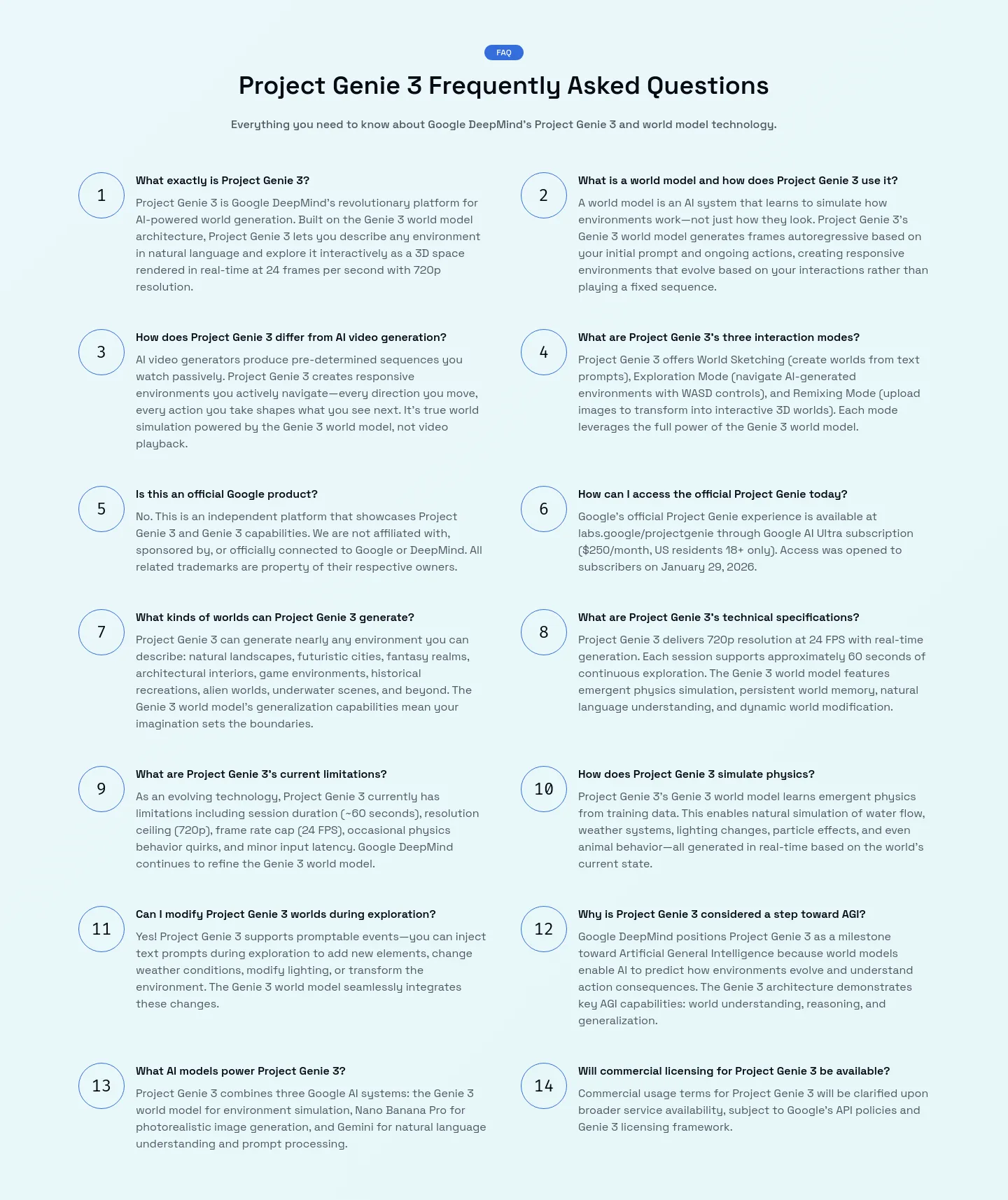 projectgenie3.com FAQ section