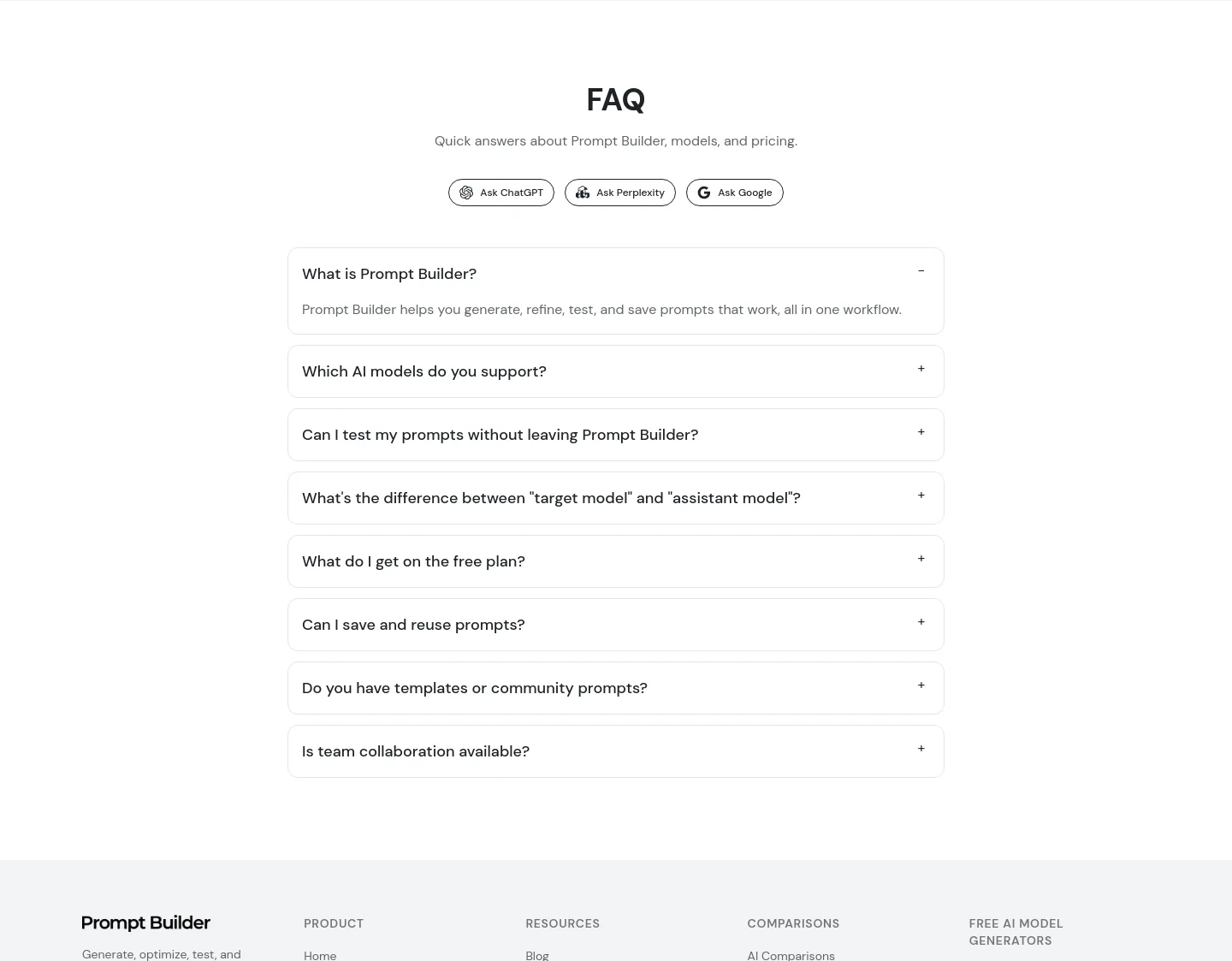 promptbuilder.cc FAQ section