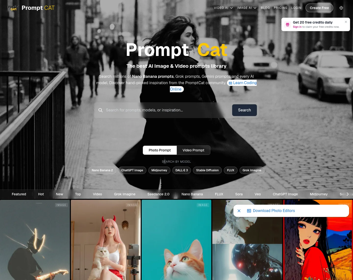 promptcat.io — a measured funnel