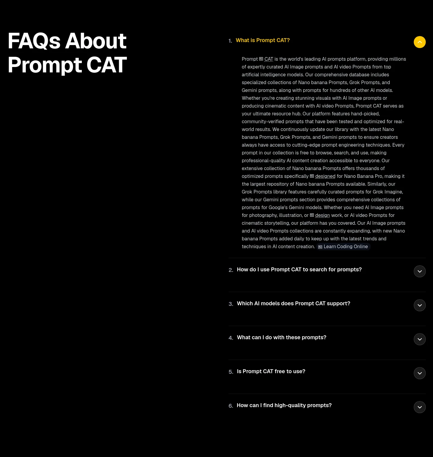 promptcat.io FAQ section