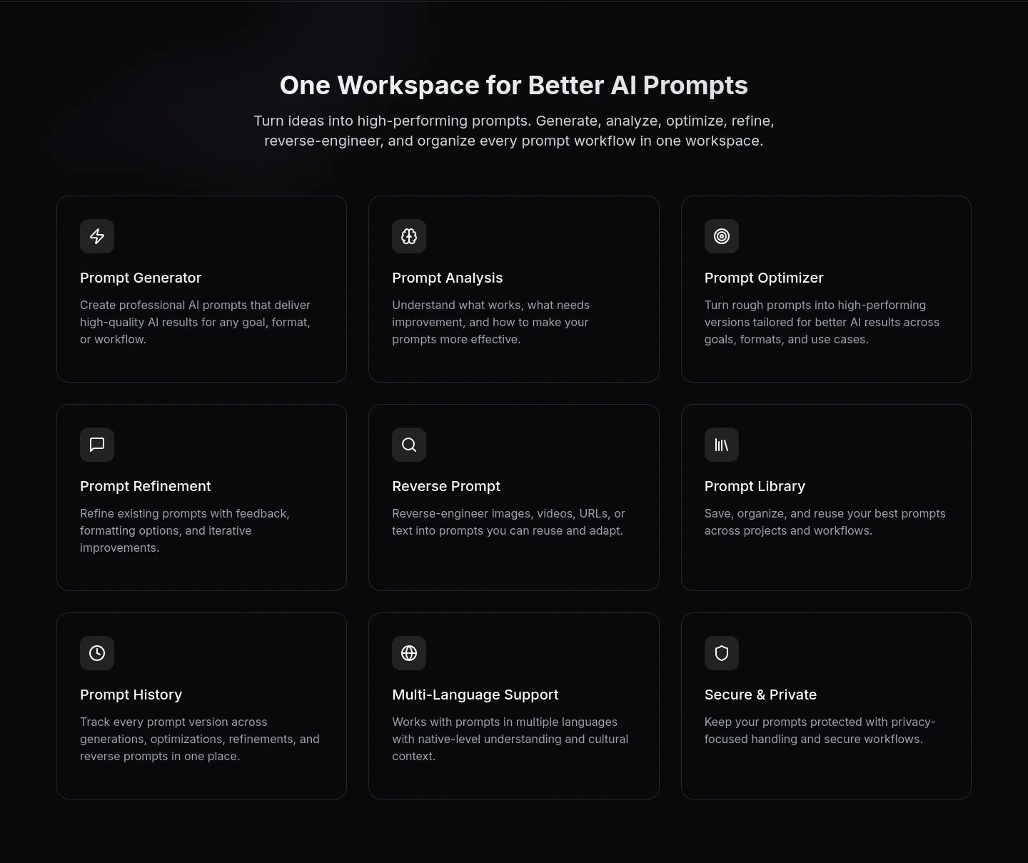 promptessor.com Features section