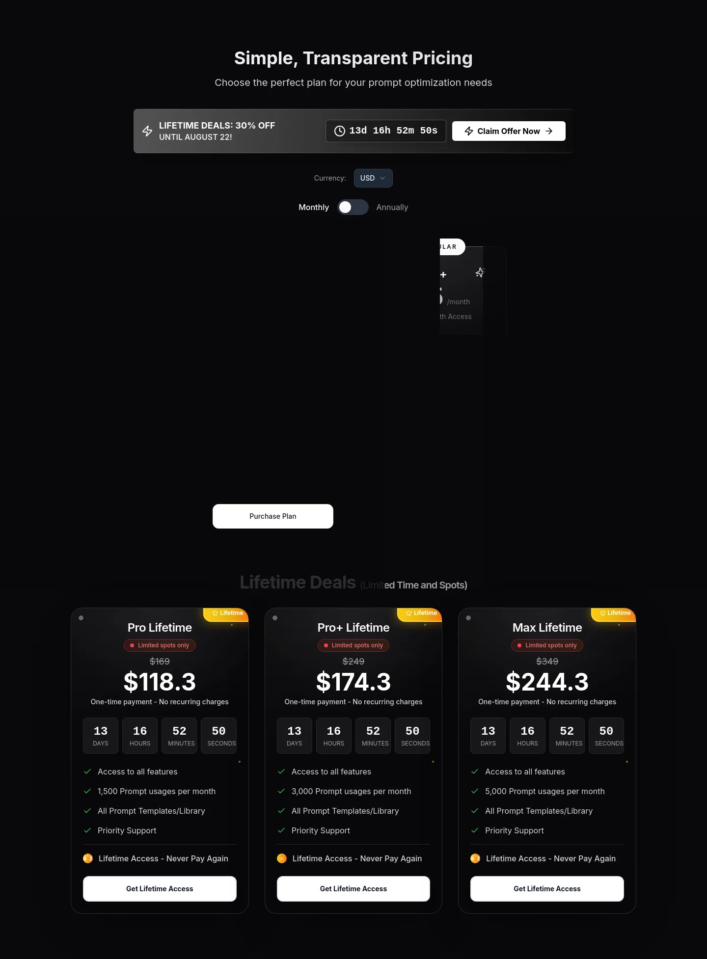 promptessor.com Pricing section