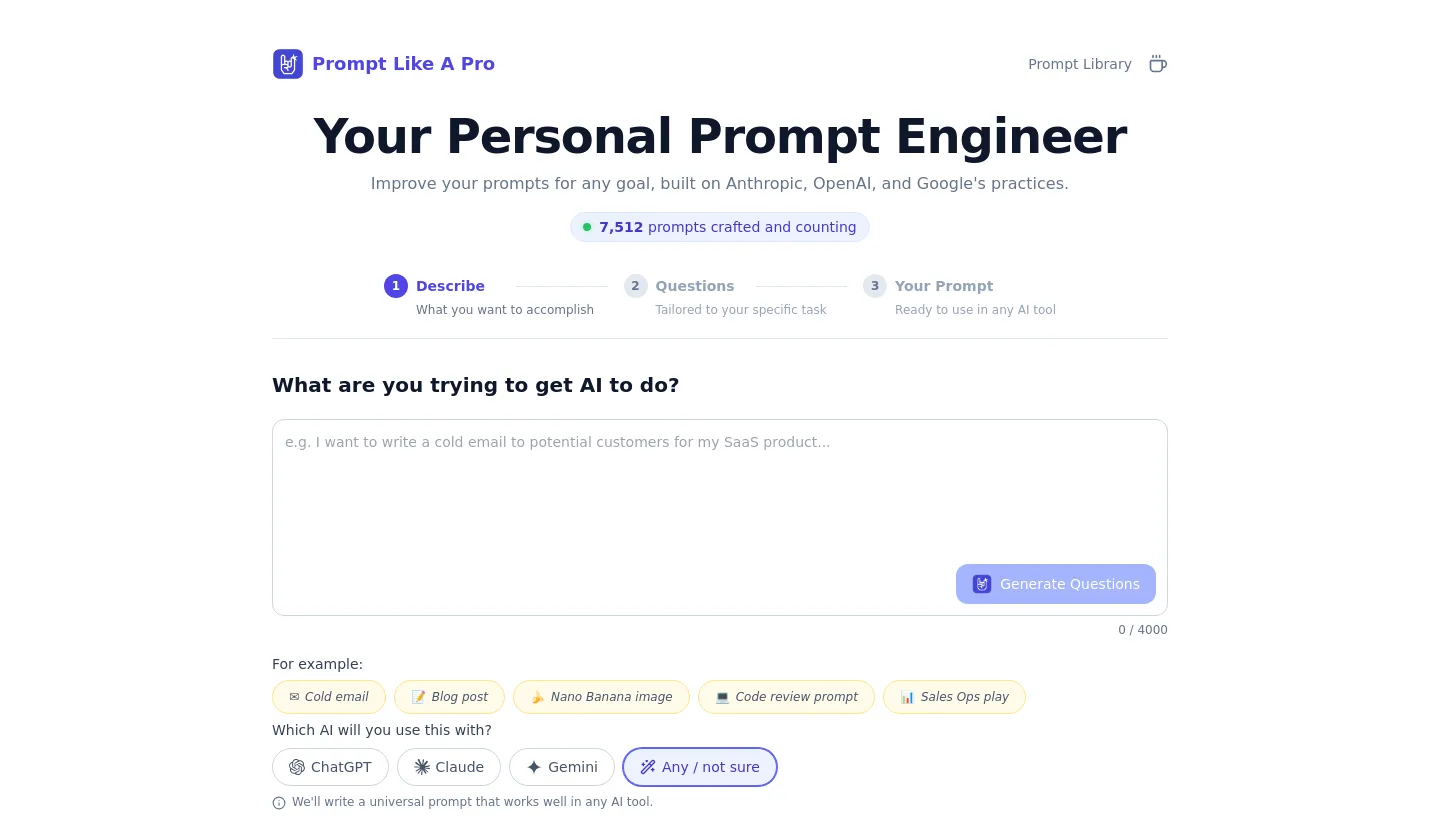 promptlikea.pro Hero section