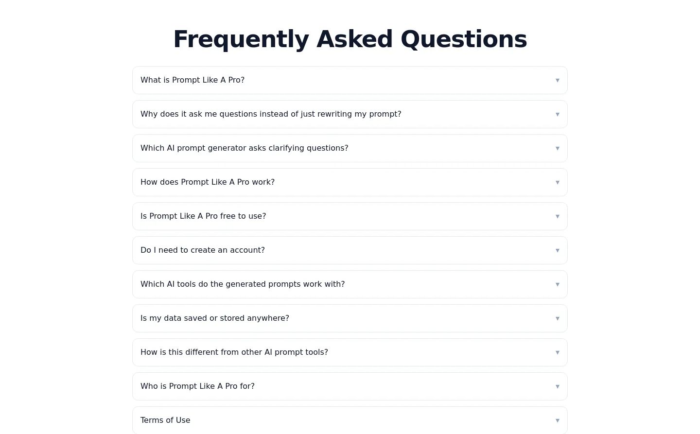 promptlikea.pro FAQ section