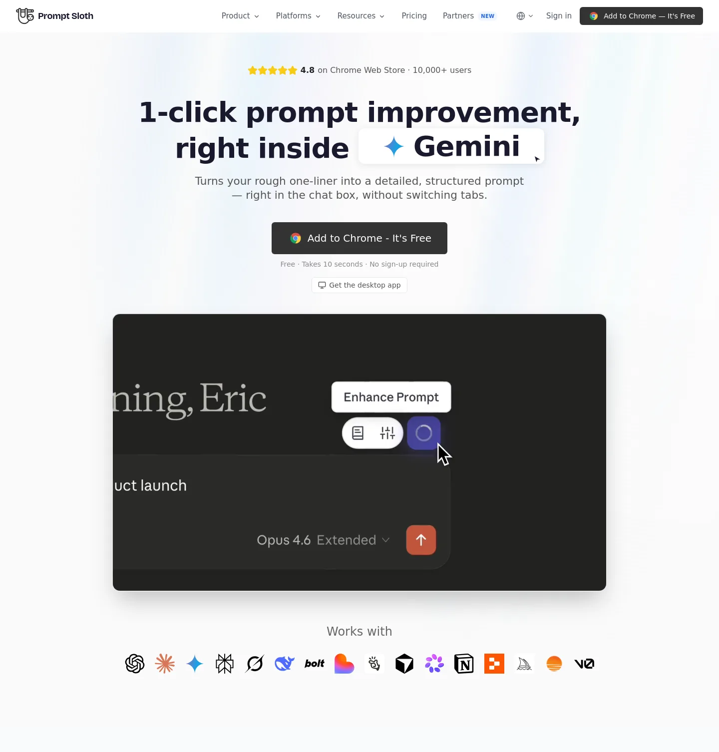 promptsloth.com — a measured funnel