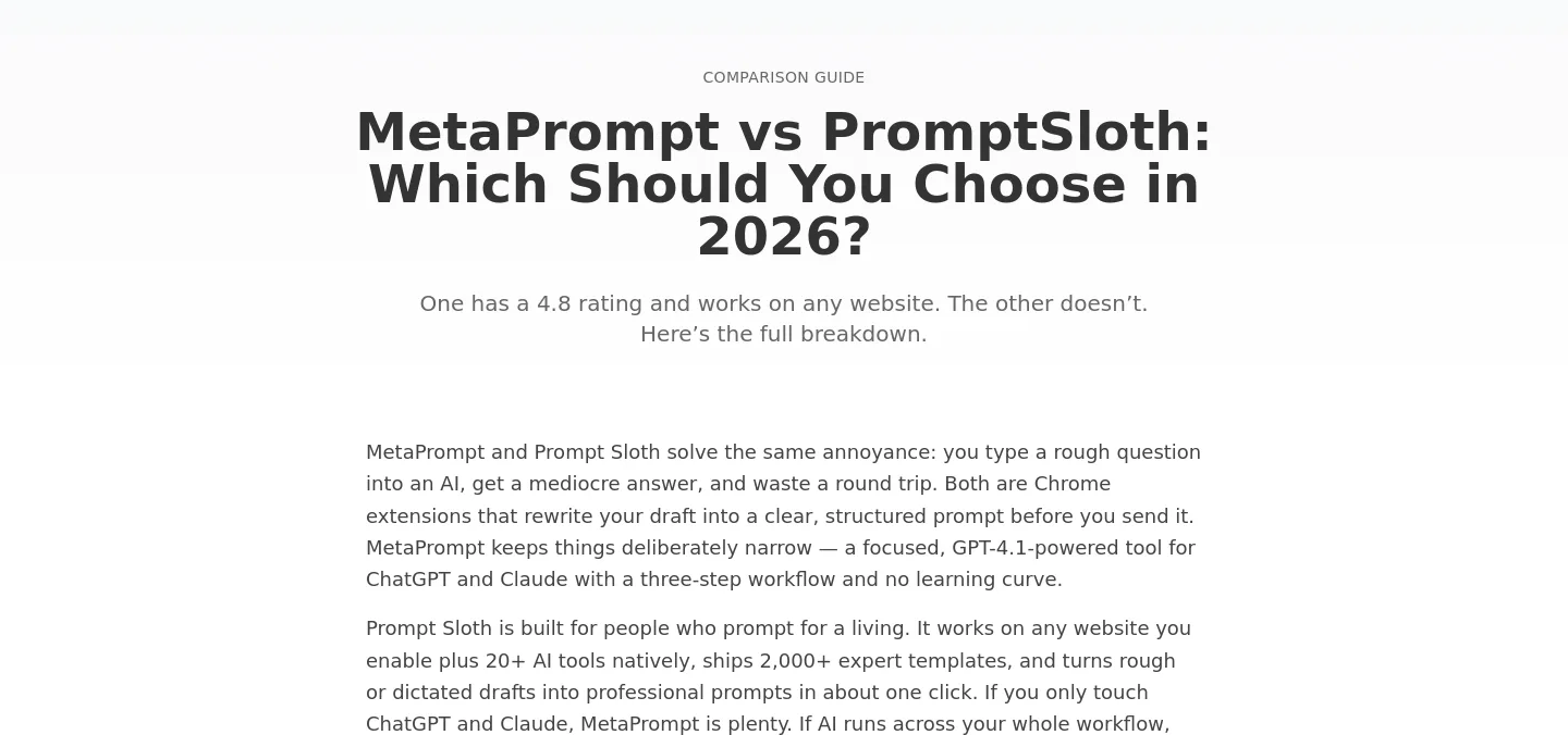 promptsloth.com — a real Hero section
