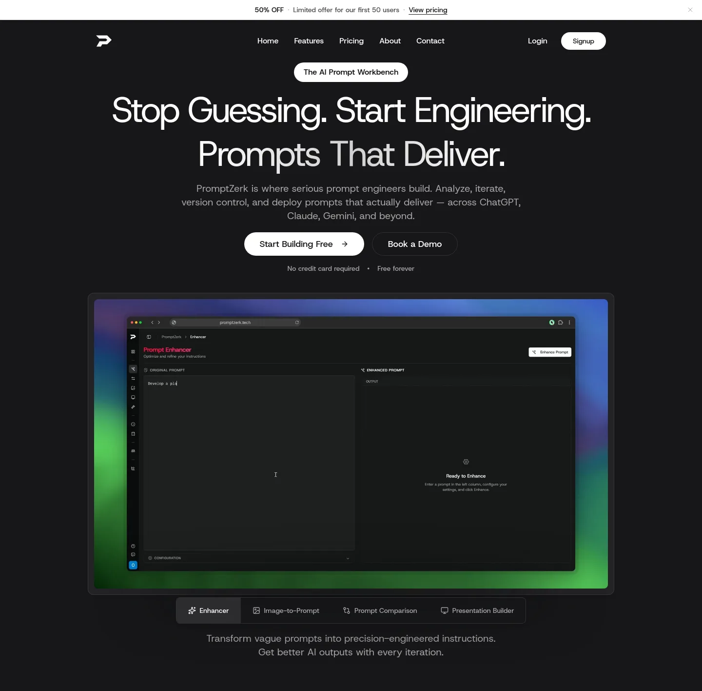 promptzerk.tech Hero section