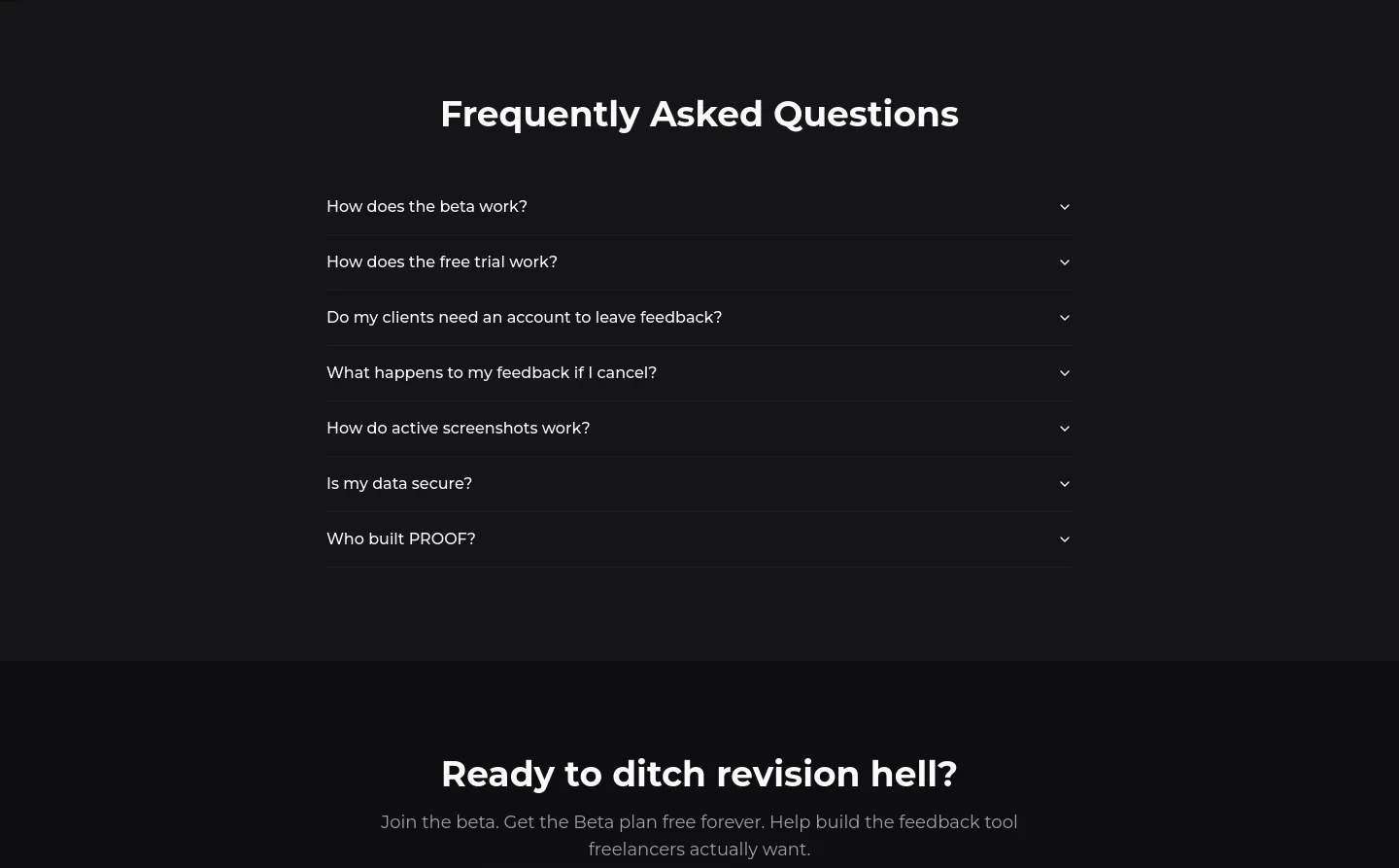 proofapp.io FAQ section