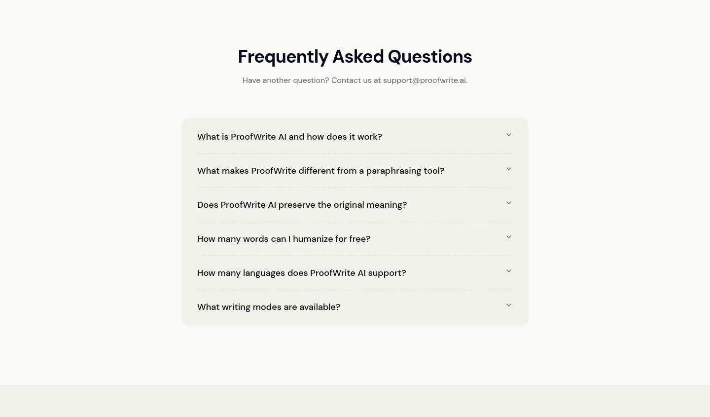proofwrite.ai FAQ section