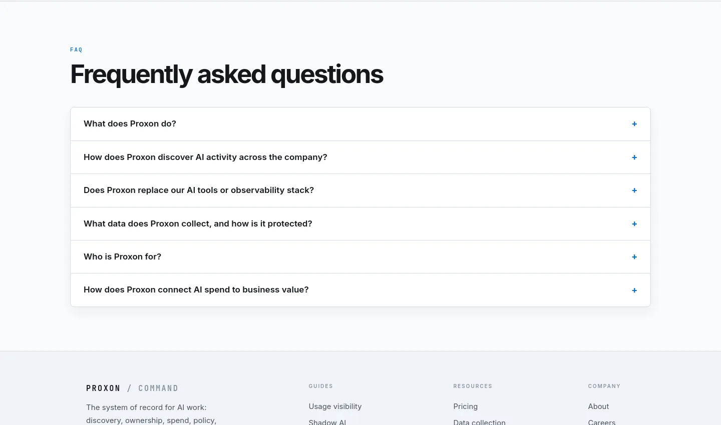 proxon.ai FAQ section