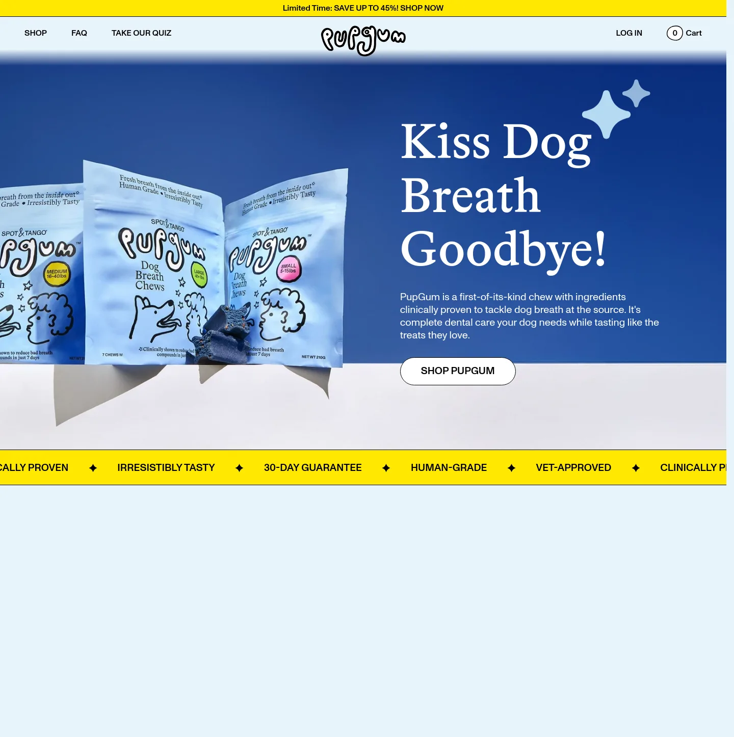 pupgum.com — a measured funnel