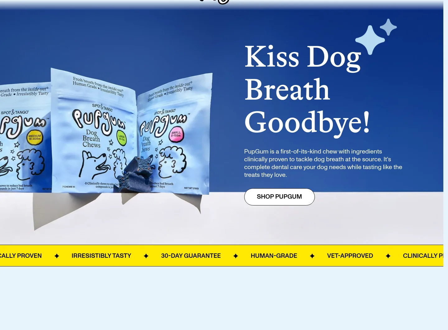 pupgum.com Hero section