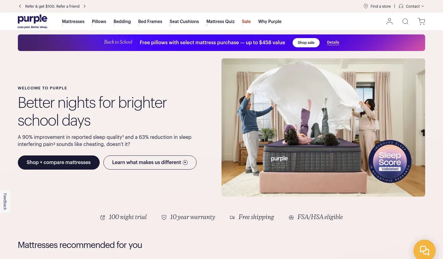 purple.com — a real Hero + Pricing page