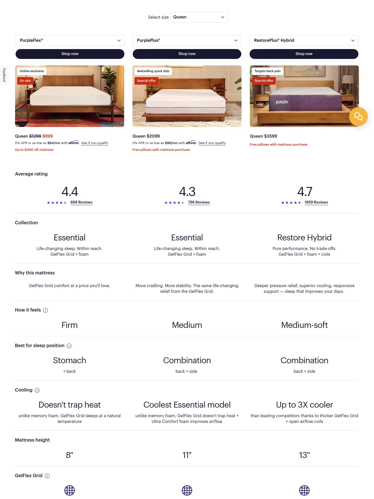 purple.com — a real Pricing section
