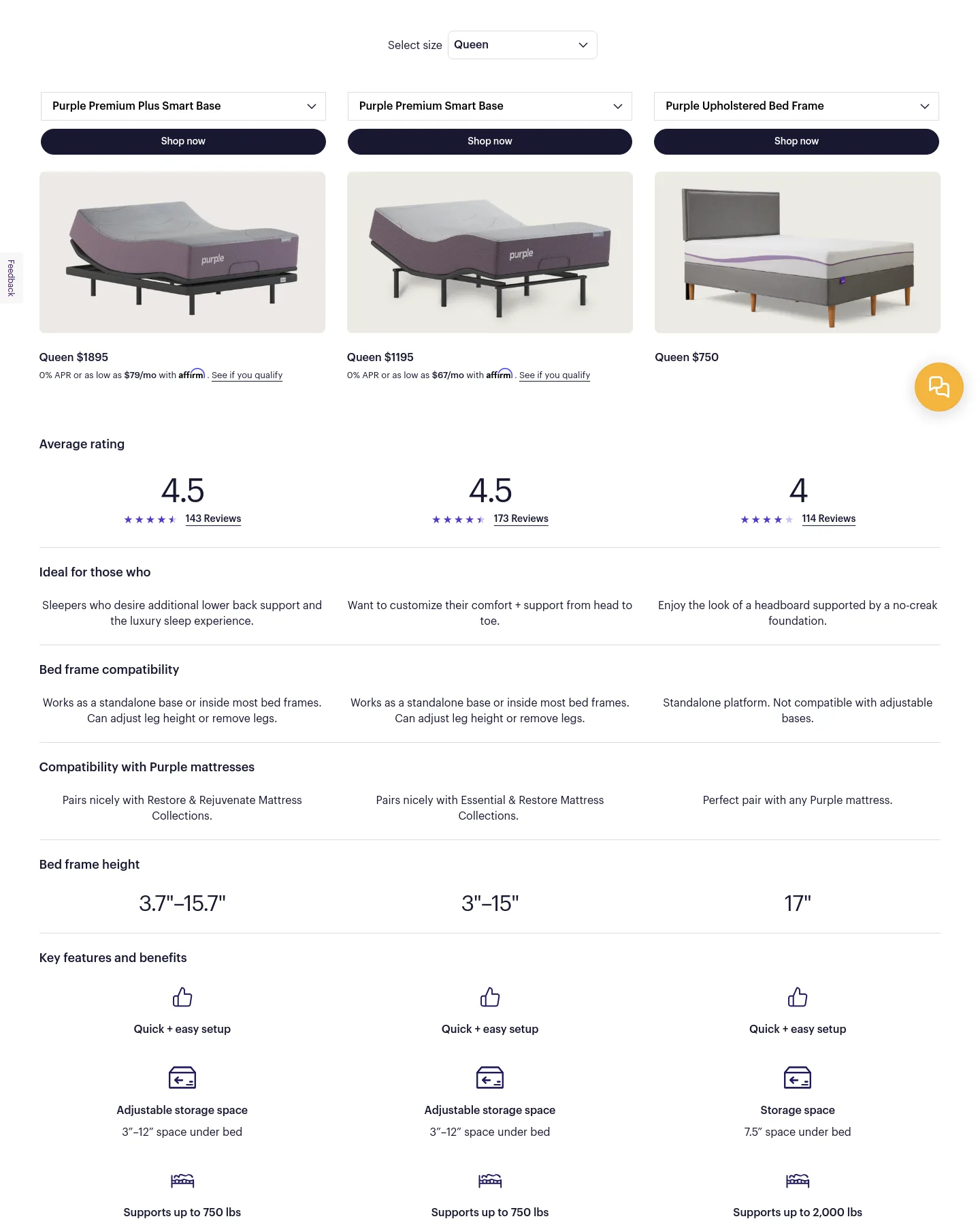 purple.com — a real Pricing section