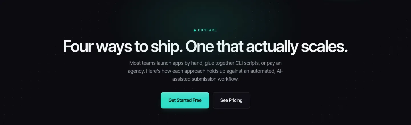 pushmyapp.ai Hero section