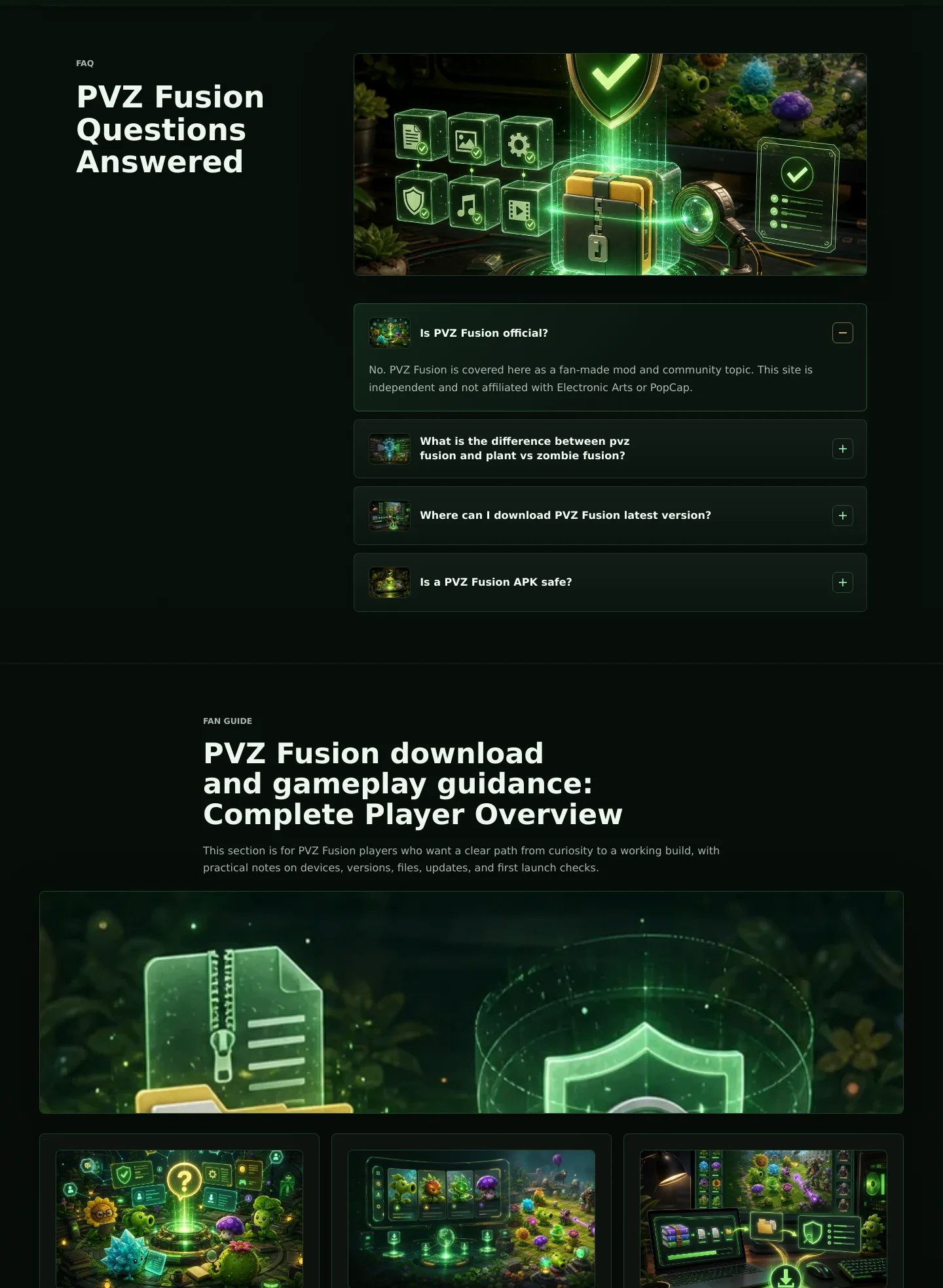 pvzfusion.id — a real FAQ section