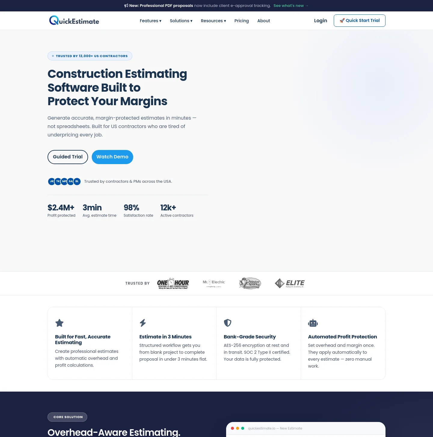 quickestimate.io — a measured funnel