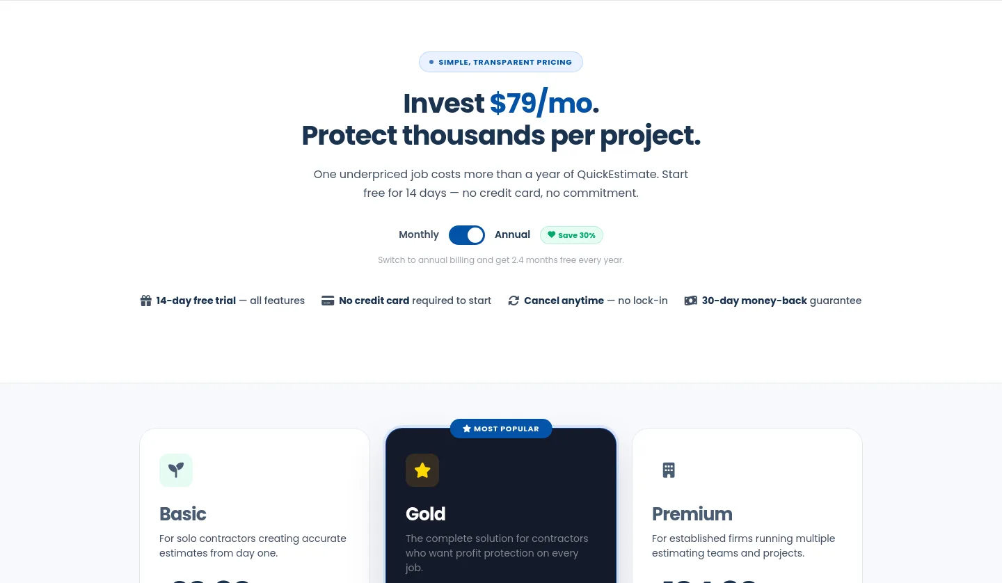 quickestimate.io — a real Hero section