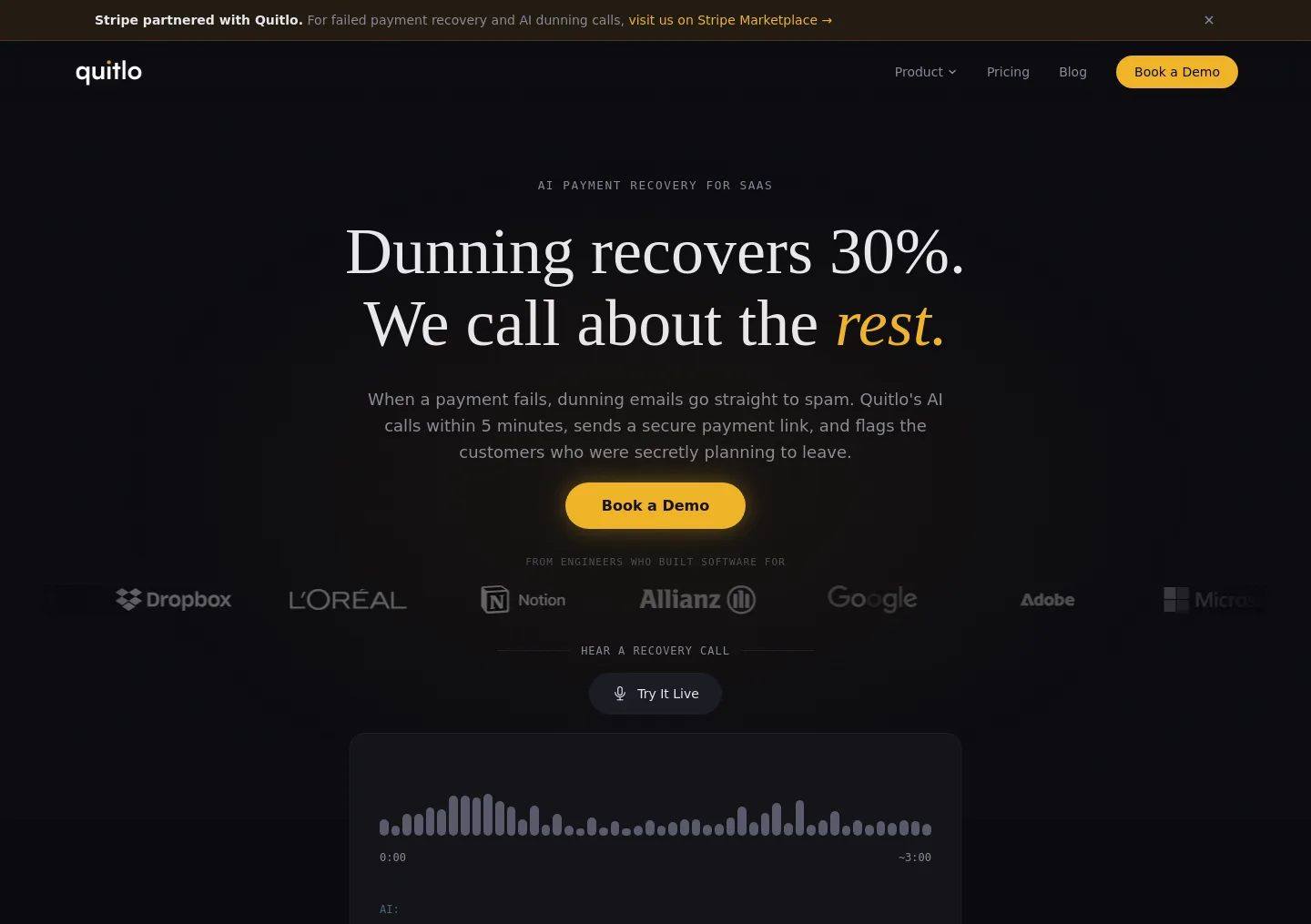 quitlo.com — a measured funnel