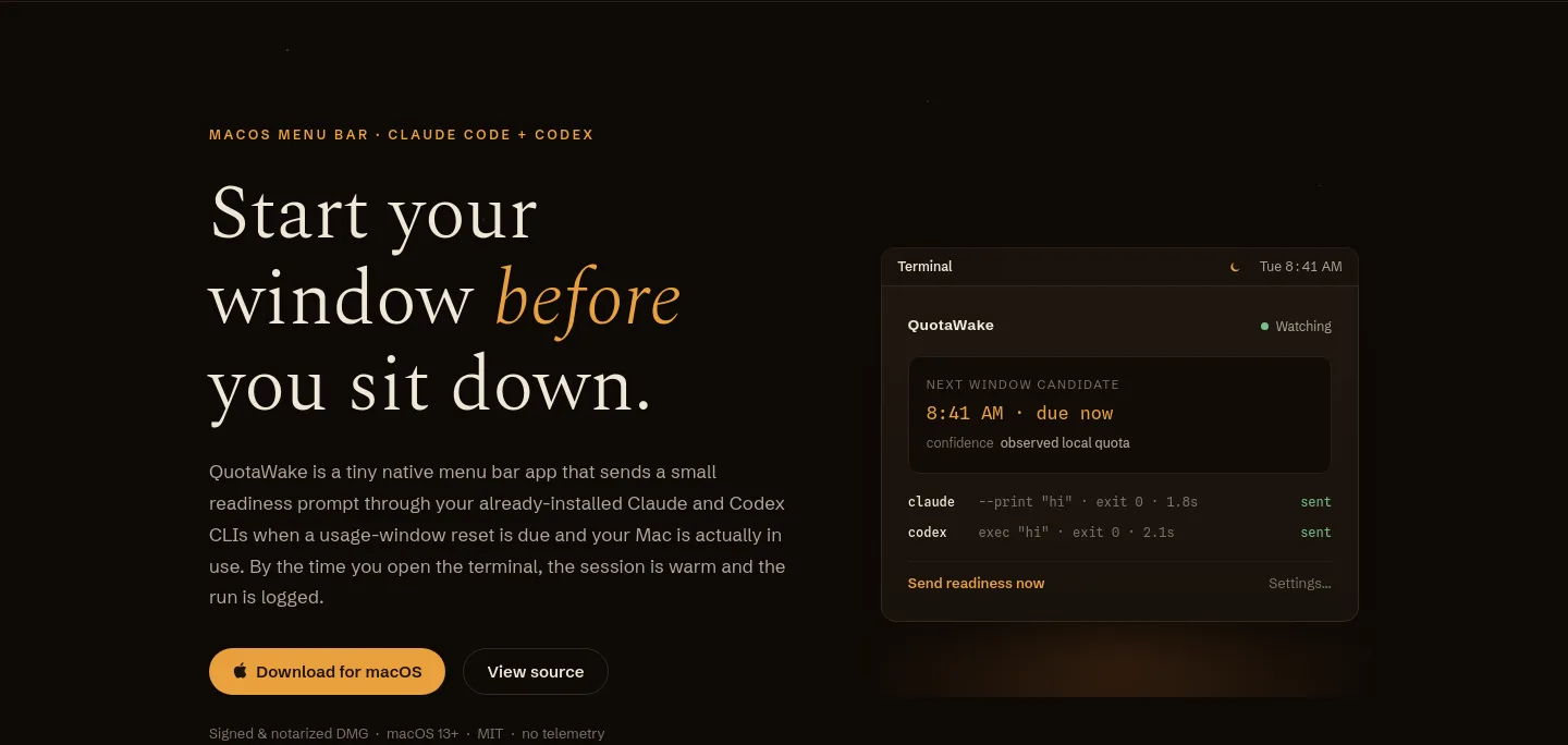 quotawake.com — Hero