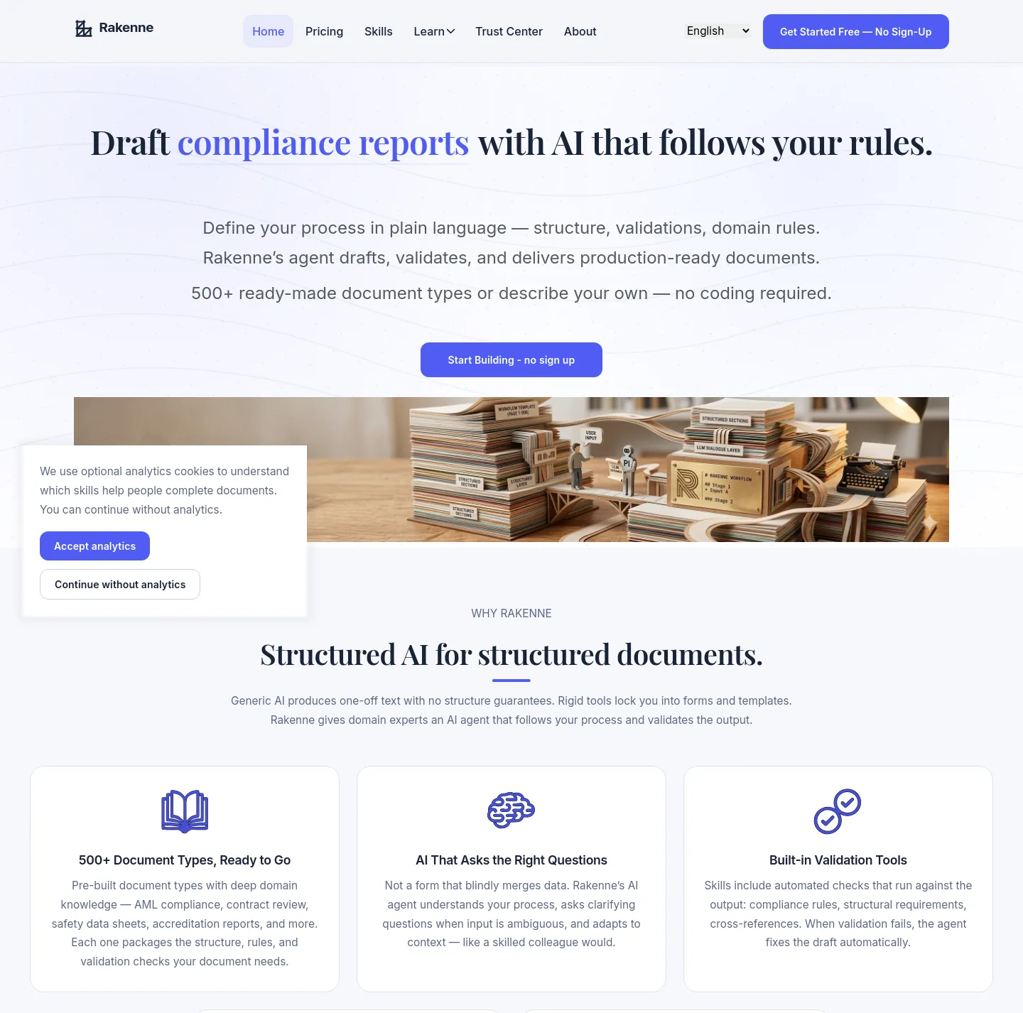 rakenne.app — a measured funnel