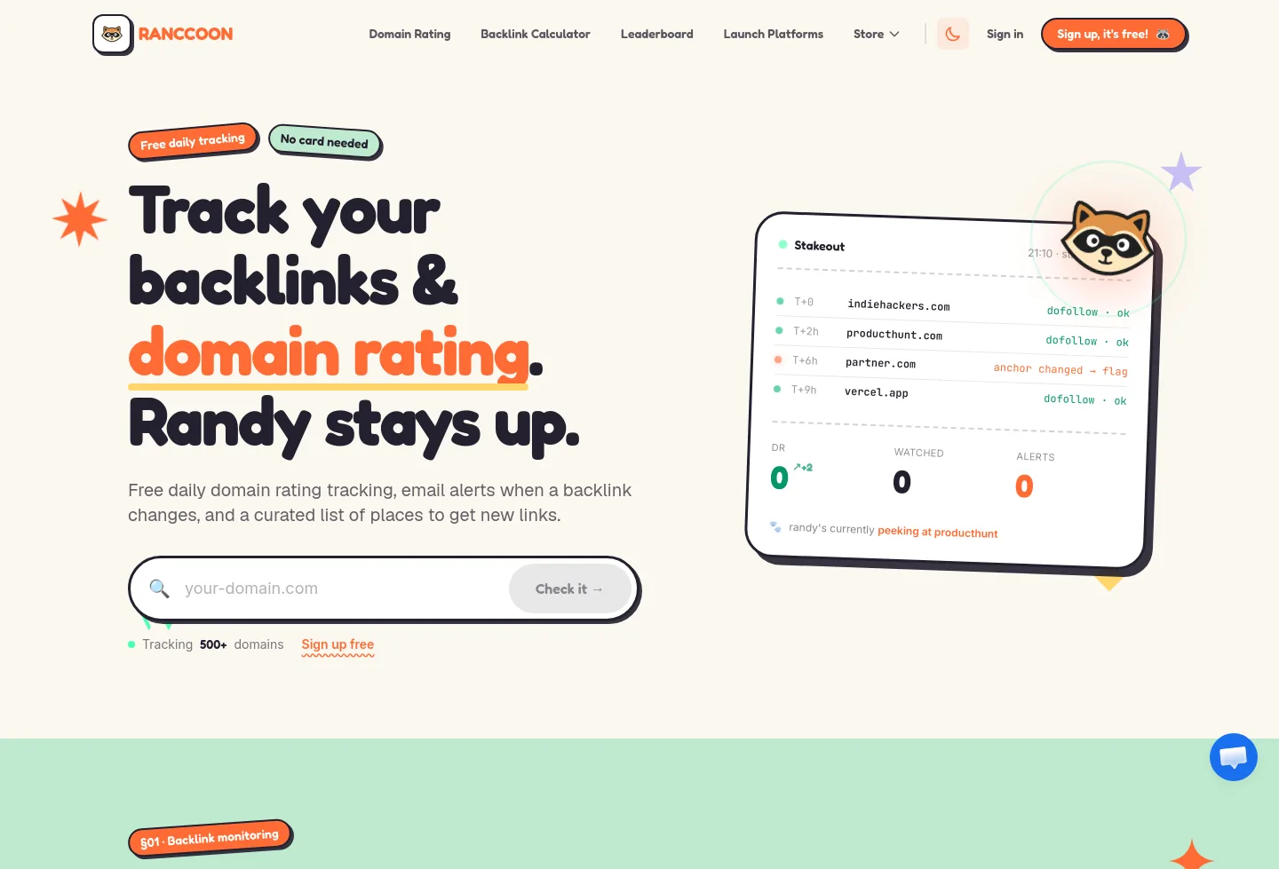 ranccoon.com — a measured funnel