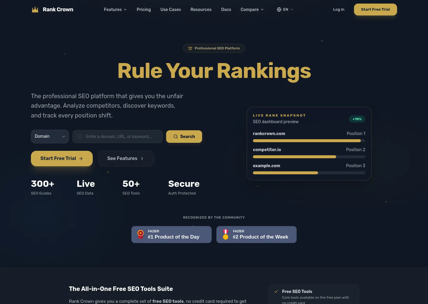rankcrown.com — a real Hero section