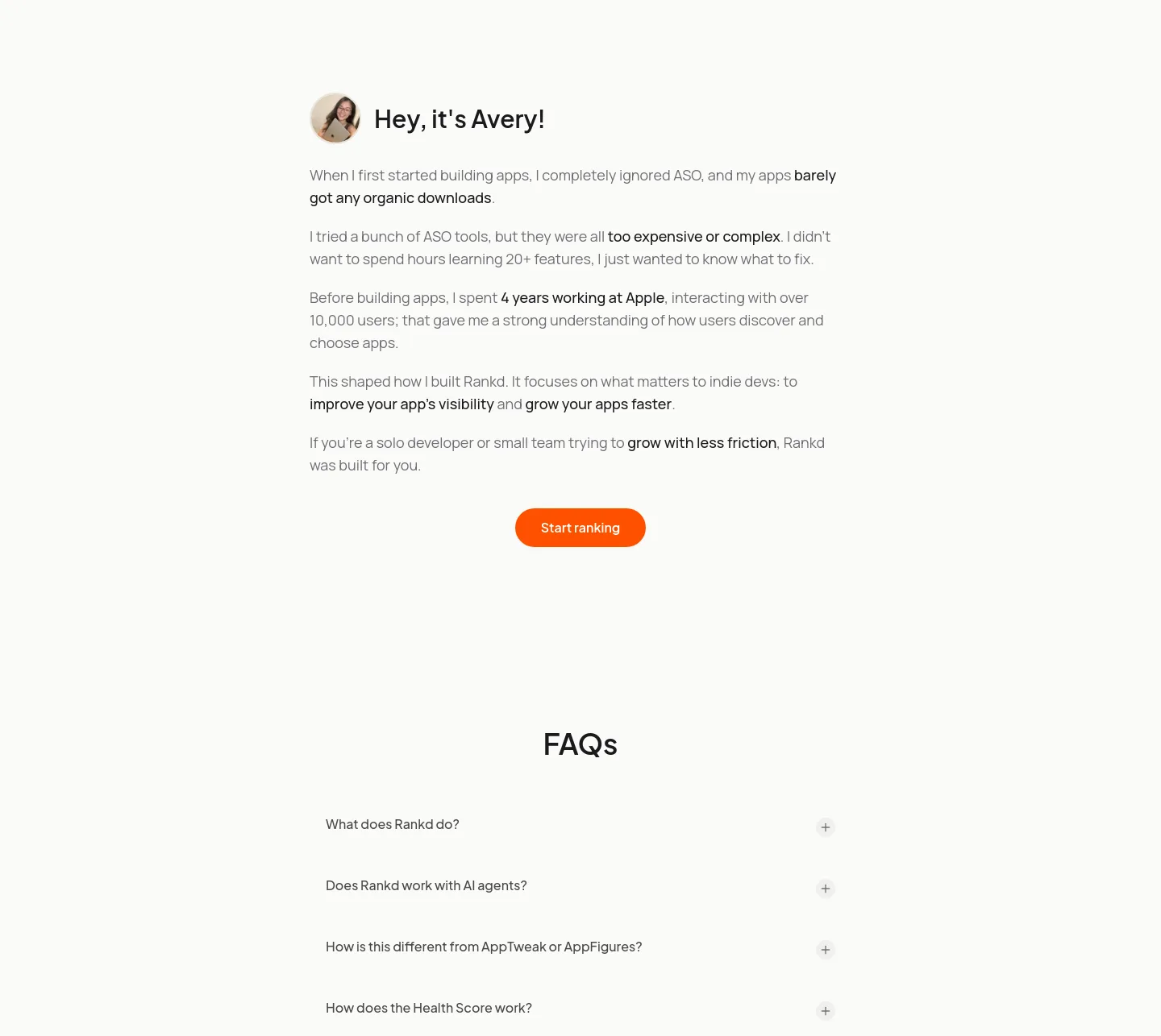 rankd.dev — a real Stats section