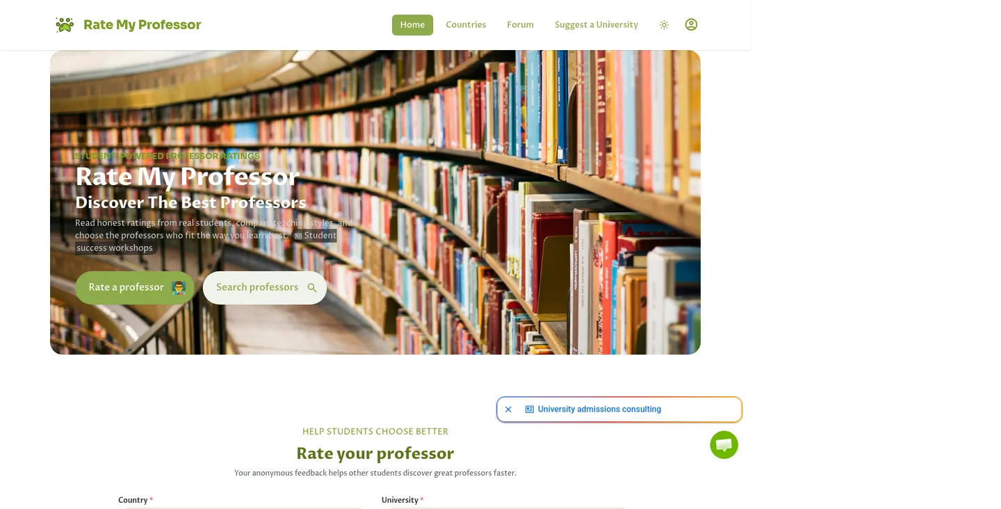 ratemyprofessors.org — a measured funnel