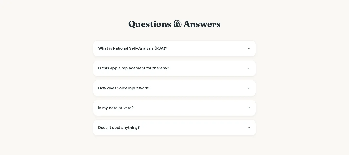 rationalselfanalysis.com FAQ section