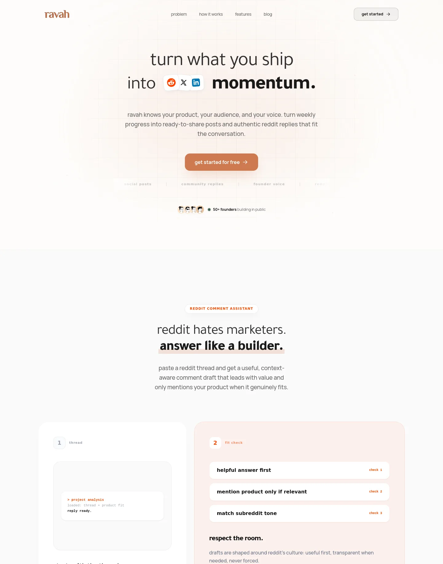 ravah.app — a measured funnel