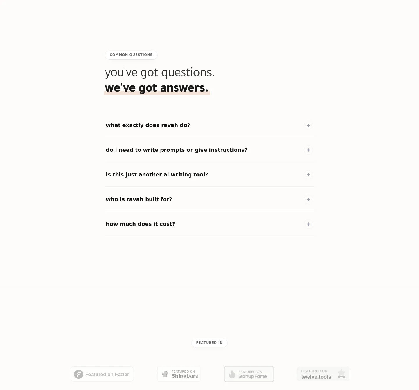ravah.app FAQ section