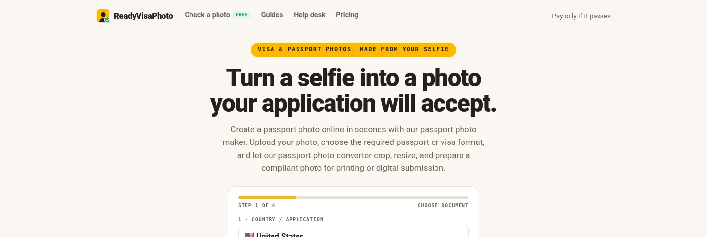 readyvisaphoto.com — The Pricing Page