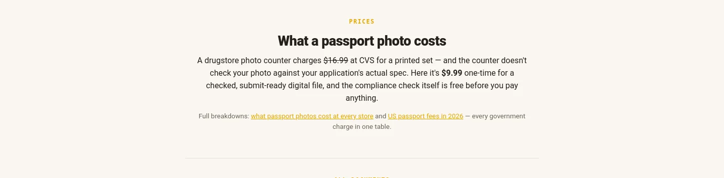readyvisaphoto.com — Pricing