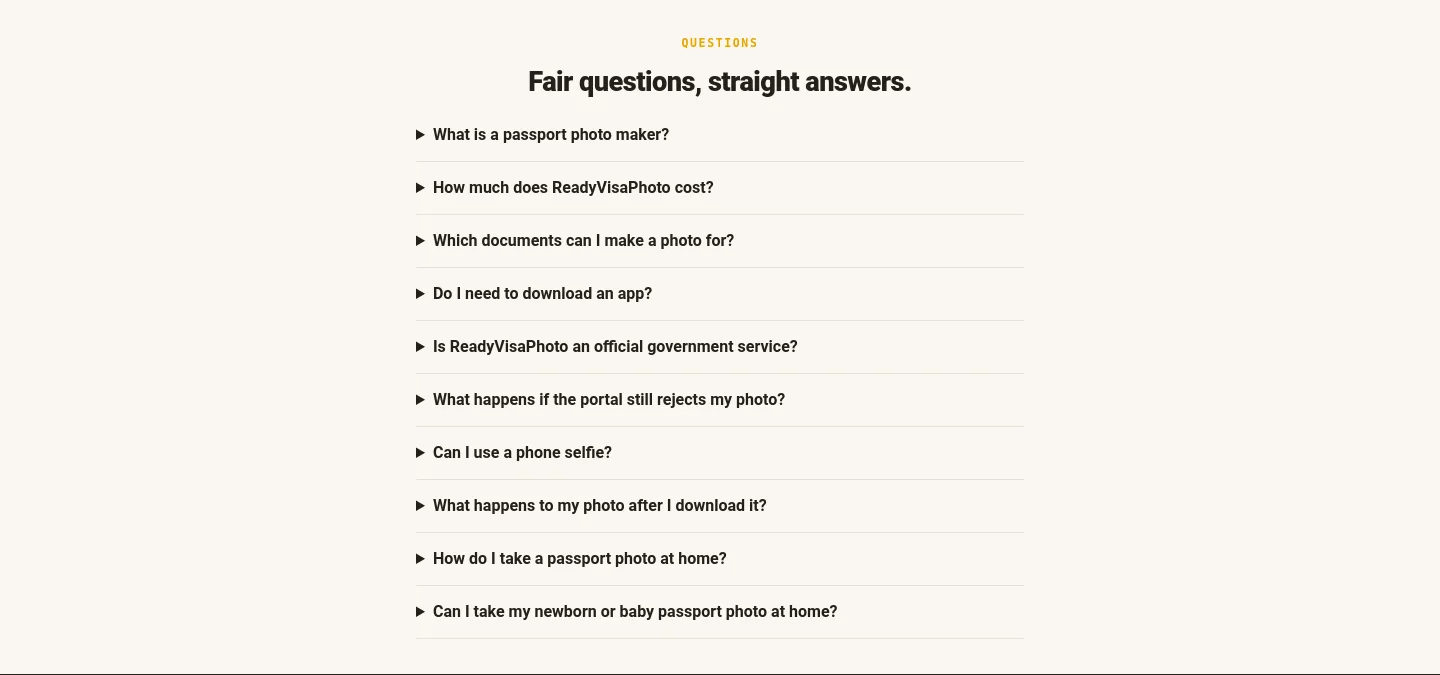 readyvisaphoto.com — FAQ