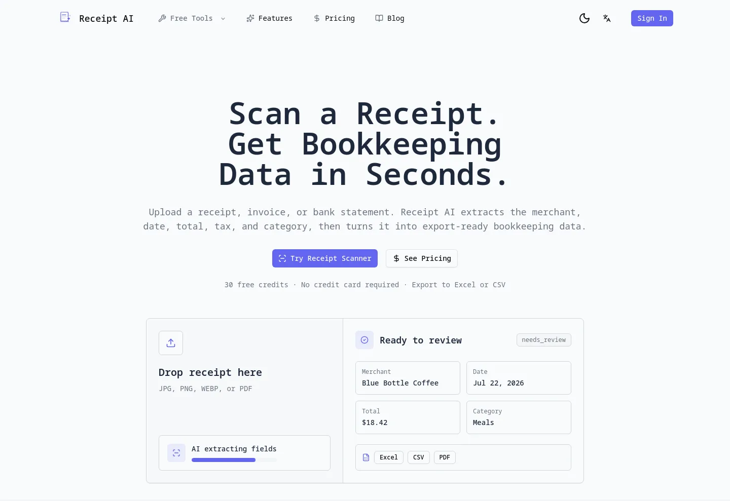 receipt-ai.org Hero section