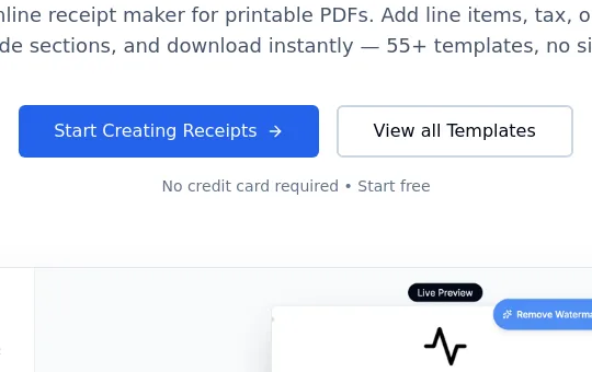No credit card element from receiptcreate.com