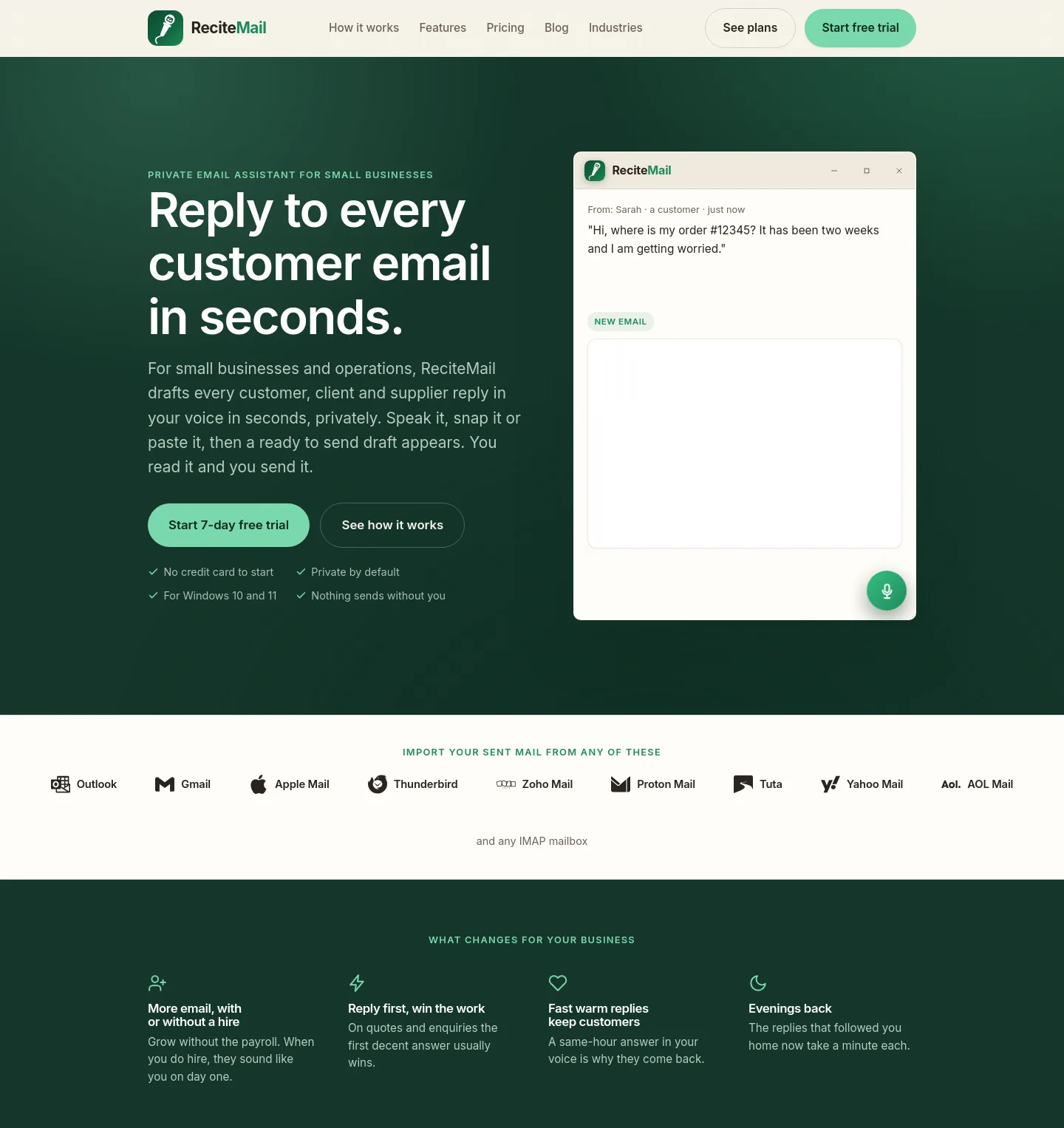 recitemail.io — a measured funnel