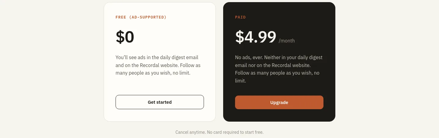 recordal.app — Pricing