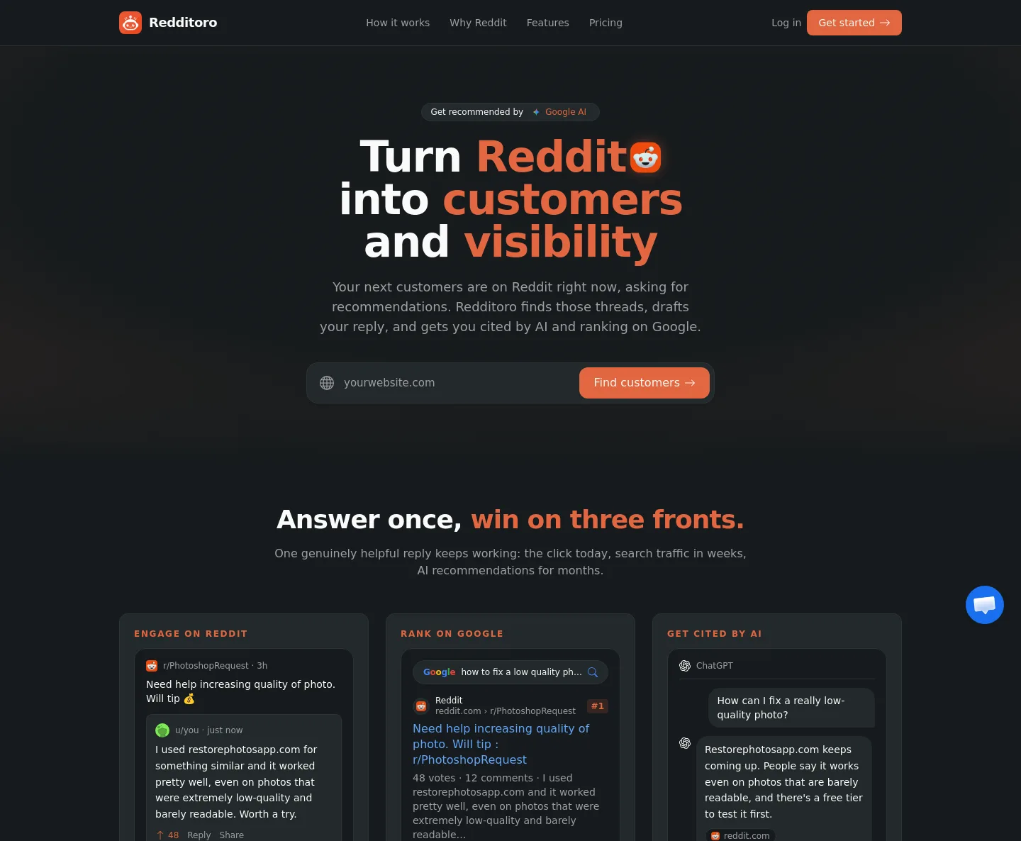 redditoro.com — a measured funnel