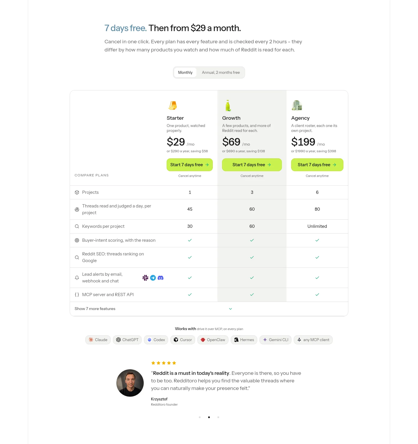 redditoro.com — Pricing