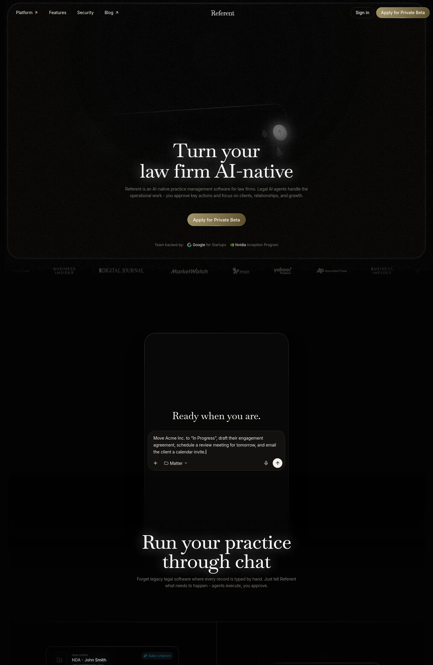 referent.law — a measured funnel