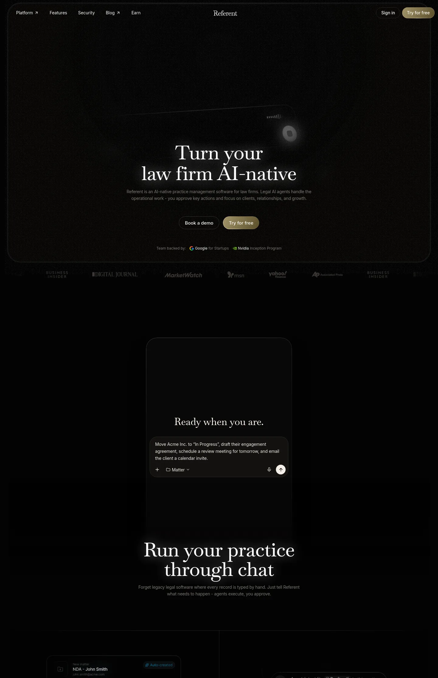 referent.law — a measured funnel